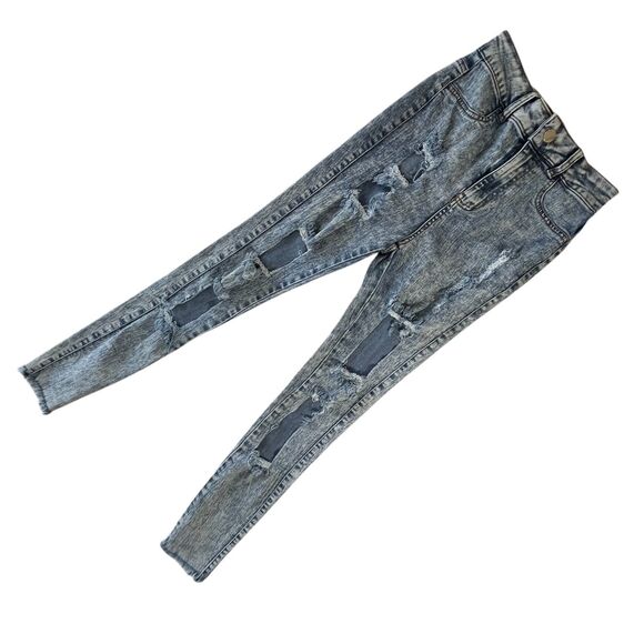 Forever 21 Jeans Women 24 Mid Rise Distressed Destroyed Skinny Stretch (W20 L27) - Picture 16 of 16